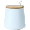 YORROR Zuccheriera in ceramica da 500 ml con coperchio e cucchiaio, in porcellana bianca, contenitore per sale, sale, spezie, condimenti, miele, per casa, cucina, bar, colore: bianco