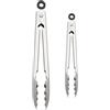 KitchenAid Set di 2 pinze in acciaio inox con bordi smerlati Easy Lock lavabile in lavastoviglie, durevole e versatile, 17,8 cm e 22,9 cm, argento