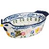 Muzrunq Piatto da Forno in Ceramica Casseruola con Motivo Vintage a Farfalle e Fiori con Manici a Forma di Pollo Utensili da Forno in Ceramica per Cucinare Torte Cena Cucina Cottura