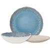 Keyhomestore- Servizio 12 pezzi piatti mare, con motivo corallo in ceramica alta qualità azzurri: 4 fondi, 4 piani, 4 dolce/frutta, design elegante e resistente.