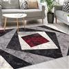 Mazovia Tappeto Moderno - Morbido Pelo Corto - Tappeto da Salotto Oeko-Tex - Tappeto per Ingresso Camera, Da Letto, Cucina, il Soggiorno - Collezione ATENA - Grigio Rosso 160 x 220 cm