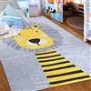 Mazovia Tappeto Salotto - Tapeto Stampato Pelo Corto - Morbido Tappeto Camera da Letto - Antiscivolo Tapeto EMMA - Tappeto Bambini Motivo Leone - Grigio Giallo 80x150cm
