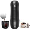 Eznaobo Macchina da caffè portatile da viaggio, macchina da caffè elettrica portatile, macchina da caffè da campeggio, 2 minuti di riscaldamento rapido, compatibile con capsule K-Cup e macinato (nero)
