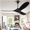 XSGDMN 177cm Ventilatore da Soffitto Esterno Grande, Ventilatore da Soffitto Nero Senza Luce, Ventilatore da Soffittos Moderno con Telecomando, Ventilatore da Soffittos in Legno, Motore DC Reversibile