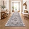 Paco Home Tappeto Corridoio Vintage Pelo Corto Stile Boho Lavabile Antiscivolo Facile Da Pulire Design Retro Moderno, Colore:Grey 2, Dimensione:80x300 cm