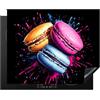 KitchenYeah© Copri Piano Induzione 65x52 cm Cucina Coprifornelli Copertura Protezione Cottura Tutto per la Cucina Amaretti - Dessert - Graffiti - Colore - Rosa - Blu - Giallo