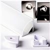AFTERTECH 1x 3metri 1616B 16x16mm PROFILO ALLUMINIO ANGOLARE BIANCO PER STRISCE STRIP LED BARRA RIGIDA 3MT + COPERTURA (1x 3metri 1616bianco fog)