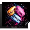 KitchenYeah© Copri Piano Induzione 60x52 cm Cucina Coprifornelli Copertura Protezione Cottura Tutto per la Cucina Amaretti - Dessert - Graffiti - Colore - Rosa - Blu - Giallo