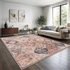 TT Home Tappeto Boho Vintage Soggiorno Pelo Corto Design Retro Antiscivolo Facile Manutenzione Moderno Sala Da Pranzo Ingresso Lavabile, Colore:Beige 1, Dimensione:240x340 cm