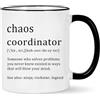 IKJHG Tazza coordinatore del caos, regalo per ufficio per colleghi, regali per capo, regali per coordinatore del caos, divertente tazza da caffè natalizia con elefante bianco, regalo per colleghi, donne,
