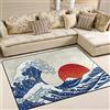 YINGD Oceano Giapponese Grande Onda Kanagawa Sun Area Tappeto 100x150cm Morbido Flanella Pavimento Tappeti Interni Grande Area Tappeto Antiscivolo Rettangolare per Soggiorno Ingresso Camera Da Letto