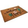 Amicasa Cosmoline - Zerbino YORK "Happy Home" 40x60 cm - Cocco naturale stampato con FONDO IN PVC - Zerbino Decorativo per Ingresso e Porta di Casa