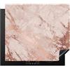 KitchenYeah© Protezione Piano Cottura Tappetino per Induzione Cucina | 60x52 cm - Proteggi Coprifornello Antiscivolo Marmo - Rosa - Lusso - Aspetto marmo - Glitter - Design