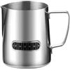 Generico Boccale Latte in Acciaio Inox 350ML/600ML con Termometro - Bricco Schiumalatte in Acciaio 304 Alimentare per Latte Art, Cappuccino & Espresso (600ml)