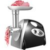 MINUS ONE Tritacarne elettrico, 2800 W, robot da cucina elettrico con 3 piastre abrasive in acciaio inox, a forma di ventaglio, 5 mm, 7 mm, per cucine, ristoranti e hotel (nero)