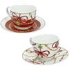 BRANDANI "Gioco di Luci" Set 2 tazzine caffè con piattino - New Bone China, d 13×8 h - Forno, microonde, freezer, lavastoviglie.