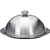 Spetebo Campana da cucina con piatto in acciaio inox, diametro 24 cm, campana per formaggio con piatto da portata, campana da portata