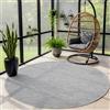 Carpettex Tappeto da esterno unicolore resistente alle intemperie per terrazza, balcone, giardino, tappeto da cucina in tessuto piatto dall'aspetto sisal, Colore: Color Argento, Taglia: 200 cm Rotondo