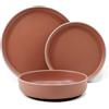 Brigros - Set Piatti 18 Pezzi Gres Porcellanato Con Bordo Avorio, Piatti Moderni Design In Set Piatti 6 Persone, Servizio Piatti Moderni Eleganti In Diversi Colori Modello Serena (Terracotta)