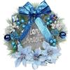 Ableholy Ghirlanda natalizia per porta d'ingresso, con fiocco e accenti decorativi, 28 cm, per uso interno ed esterno (blu)