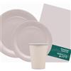 NonSoloFimo Set Compleanno Rosa Cipria 15 Persone, Piatti Biodegradabili 24 cm e 18 cm, Bicchieri 250 cc, Tovaglia 137x274 cm, Rosa Cipria