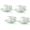 Guzzini Set 4 tazzine Caffè con piattino Everyday Guzzini 081701243 Porcellana Bianco Verde Malva lavastoviglie