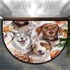 Bioputty Zerbino semicircolare con stampa di cucciolo di cane, grazioso animale antiscivolo, a semicerchio, lavabile, tappeto a mezza luna, zerbino per interni d'ingresso, per cucina, camera da letto,