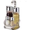 VIXPET Set di ampolle con supporto - Set di bottiglie di spezie da cucina in acciaio inossidabile da 4 o 5 pezzi - Set per sale e pepe Scatola per olio e aceto Porta condimenti per server -4