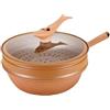 Generic Wok con coperchio antiaderente g-as | wok antiaderente in argilla con cestello per cottura a vapore | Ferro da stiro a vapore e cottura tutto in 1 wok per friggere | Ferro da stiro a vapore wok tutto