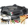 KESSER® Forno elettrico per pizza fino a 400 gradi, 1200 W, con piastra in pietra refrattaria e timer, diametro 32 cm, 5 livelli di calore e finestra di visualizzazione, con tagliapizza e ricettario