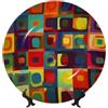 HJTRW Piatto decorativo in porcellana Bone China Art Crafts Piatto decorativo in ceramica con espositore Ornamento in ceramica Piazze di arte astratta Piatti rotondi da appendere alla parete per casa