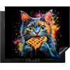 KitchenYeah© Copri Piano Cottura Coprifornelli Tappetino per Induzione | 65x52 cm - Fornello Tutto per la Cucina Gatto - Graffiti - Colore - Cialda - Cibo