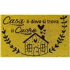Baroni Home Zerbino Ingresso Casa in Fibra di Cocco Dipinto a Mano, Tappeto da Esterno con Fondo Antiscivolo, Zerbino Resistente e Facile da Pulire, 60x38 cm, Casa Giallo