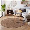 SIMPEX tappeto shaggy rotondo moka 200 cm a pelo lungo moderno tinta unita come elemento centrale decorativo