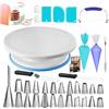 Rrlihjgu Kit per decorare torte per principianti, kit professionale per decorare torte | Set da forno 64 pezzi con girevole per torta | Punte per tubazioni di glassa, utensili per pasticceria per