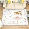 Generico 3D Tappeto Salotto Pelo Corto 60x90 cm, Bianco Tappeto Camera Per Bambini Antiscivolo Lavabile, Modello di Ballerina Dei Cartoni Animati Tappeti Decorazione per Corridoio, Soggiorno, Sala