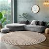 SIMPEX Tappeto Rotondo 120 cm Beige Pelo Alto Design Scandi Boho Effetto Alto-Basso Morbido Shaggy Pelo Lungo Soffice Robusto Facile da Pulire Moderno per Tavolino