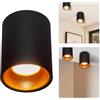 Planetitaly Plafoniera Moderna a Cilindro Attacco GU10 Faretto da Soffitto in Alluminio Luce Bagno, Cucina, Ingresso, Vetrina, Negozio, Corridoio, Alimentazione 230V (Nero e oro, Senza lampada)