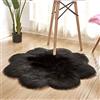 YUGWNN Tappeto super morbido in pelliccia sintetica, tappeto peloso e soffice, tappeti estetici neri e protezioni, diametro 70 cm/27,5 pollici, forma a fiore di prugna