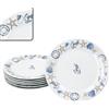 MamboCat Neptun, set di 6 piatti da torta, in porcellana con motivi marittimi, ancora, conchiglia & Co per 6 persone, piccoli piatti per insalata, dessert, finger food & Co.