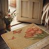 Generic Zerbino con tulipani primaverili e farfalle, per interni ed esterni, decorazione rustica, antiscivolo, impermeabile, assorbe lo sporco, facile da pulire, 73 x 43 cm
