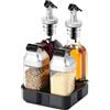 GYJZZW Set di 5 dispenser per olio d'oliva e aceto, in vetro, con ripiano (set da 5), design antigoccia (1 set)