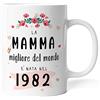 Caribu design Tazza Mamma Migliore del Mondo nata nel 1982 (40 anni) - Idea Regalo Originale Donna - Festa della Mamma/Compleanno
