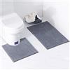 TOPCHANCES Tappetini da Bagno 2 Pezzi Tappetini da Bagno Antiscivolo, Assorbenti in Microfibra Tappeto da Bagno Lavabile in Lavatrice (Grigio Scuro, 50 * 50cm,50 * 80cm)