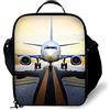 ANYFOCUS Borsa termica per bambini con stampa aeroplano 3D resistente e isolata, piccola scatola per il pranzo nera per bambini, ragazzi e ragazze, borsa termica personalizzata con tracolla regolabile