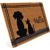 Entrando Zerbino in cocco con cane e gatto e Hello per la porta di casa - interno, esterno, robusto, resistente alle intemperie, antiscivolo, anche come decorazione per porta, regalo di inaugurazione