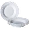 SICIGNANO CASALINGHI Sicignano | Piatto Ebro Ø23 cm Bianco con Decoro Bordo, Set 6pz, Vetro Opale Temperato | Design Elegante, Adatto per Antipasti, Secondi Piatti e Contorni | Adatto al Microonde, Stile Shabby Chic