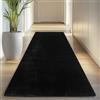 Carpettex Tappeto Runner Nero 80x250 cm Tappeto Lavabile a Pelo Corto, Antiscivolo e Morbido, Design Monocromatico Moderno per Camera da Letto, Cucina e Corridoio