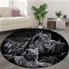 LIULINLIN Tappeto rotondo creativo in 3D con leone animale nero e grigio, per soggiorno, camera da letto, divano, decorazione, tappetino antiscivolo per bambini