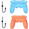Generico 2PCS impugnature per Switch 2 J-Con, controller destro sinistro maniglia caso impugnatura ergonomica Gamepad Grip maniglia supporto con cinturino (Arancione-Blu)